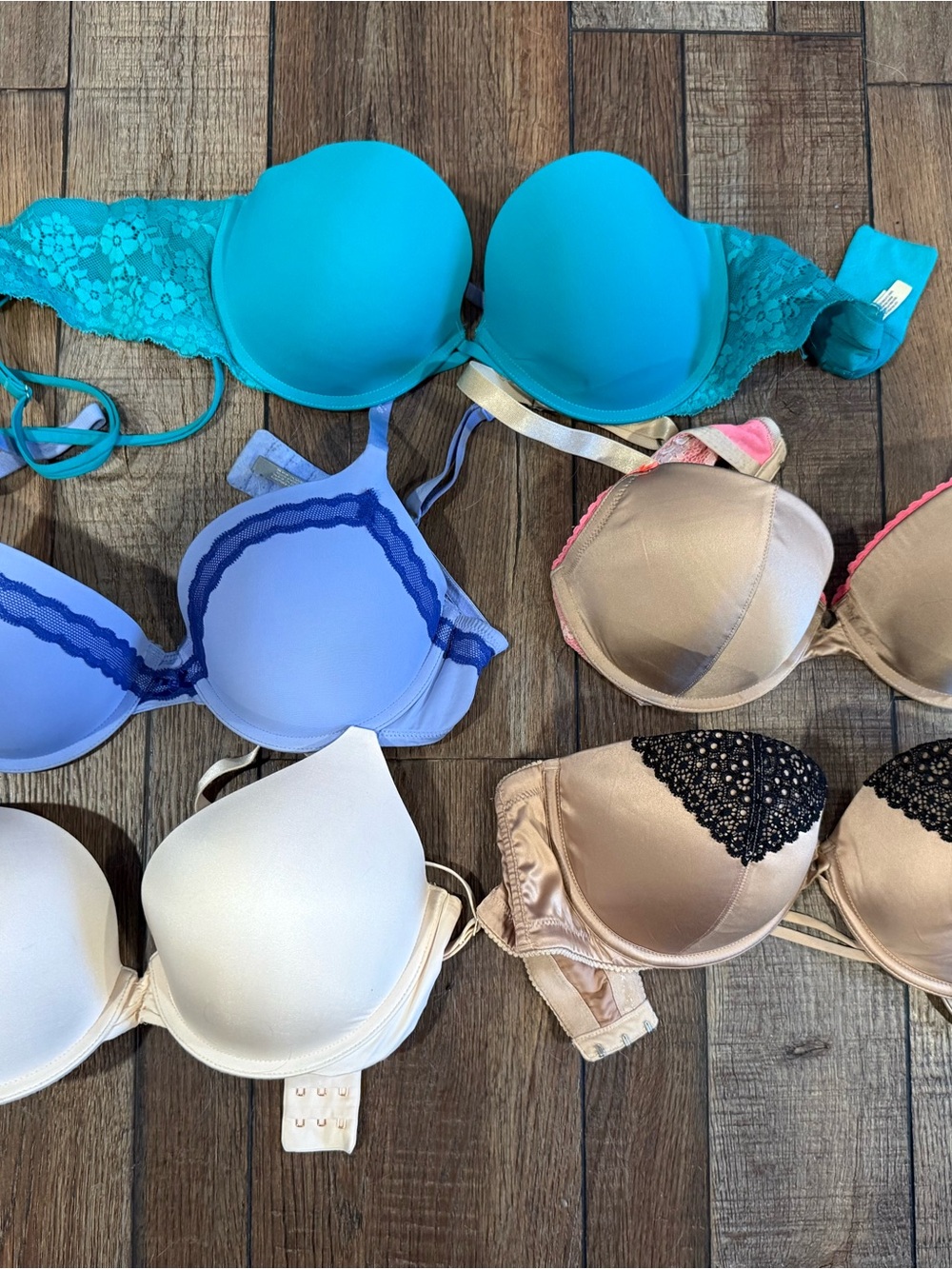 aerie Teal, Periwinkle, White & Nude Padded Bras - Mixed Pack